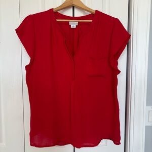 Liz Claiborne Scarlet V-Neck Sheer Blouse